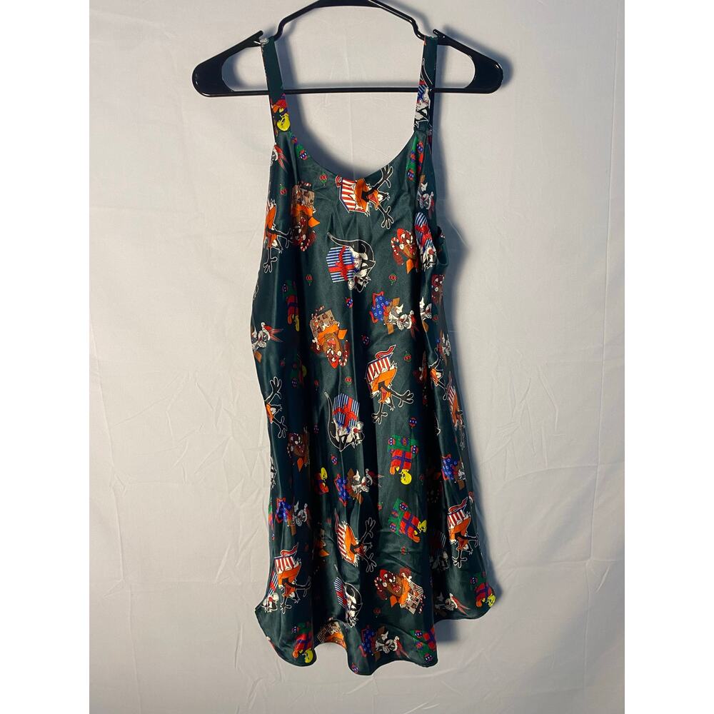 Vintage 1997 Warner Brothers Looney Tunes Satin Nightgown Christmas Size Large